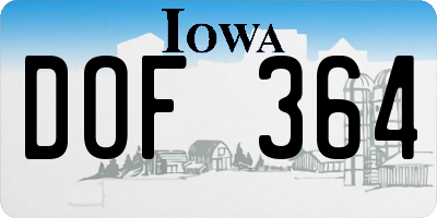 IA license plate DOF364
