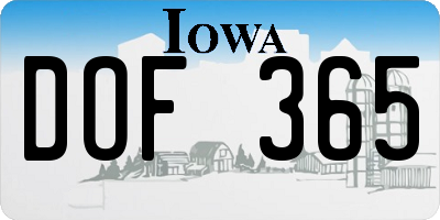 IA license plate DOF365