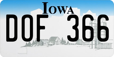 IA license plate DOF366