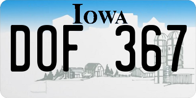 IA license plate DOF367