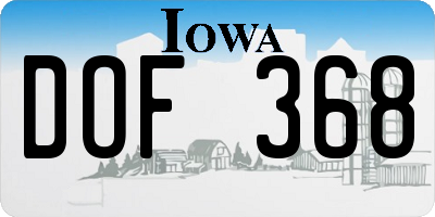 IA license plate DOF368