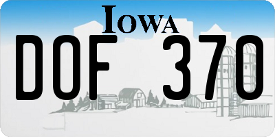 IA license plate DOF370