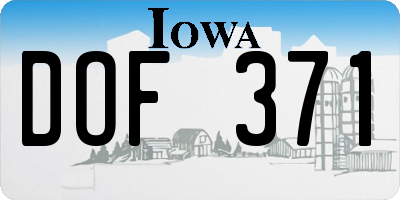 IA license plate DOF371