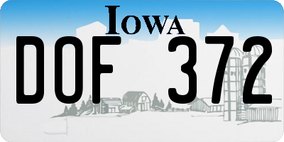 IA license plate DOF372