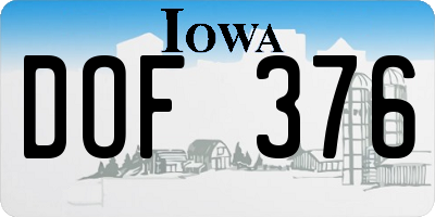IA license plate DOF376