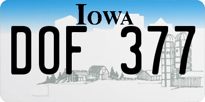 IA license plate DOF377