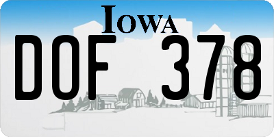 IA license plate DOF378