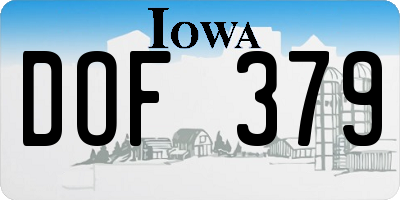 IA license plate DOF379