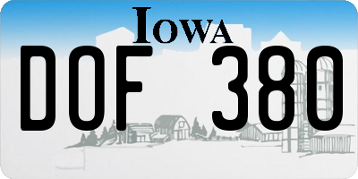 IA license plate DOF380