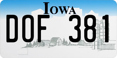 IA license plate DOF381