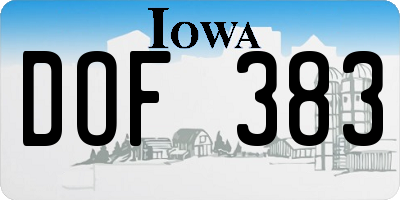 IA license plate DOF383