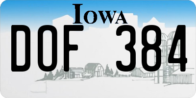 IA license plate DOF384