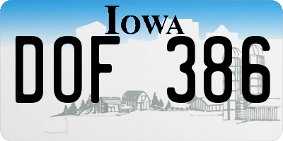 IA license plate DOF386