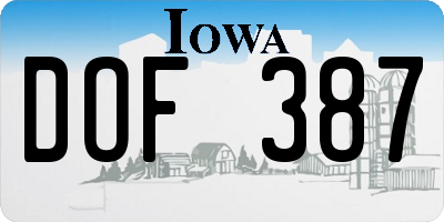 IA license plate DOF387