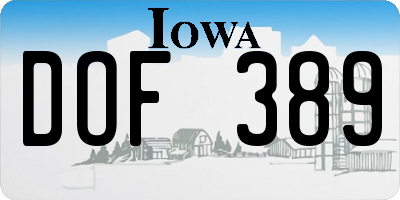 IA license plate DOF389