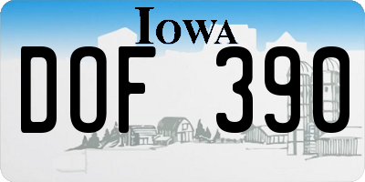 IA license plate DOF390