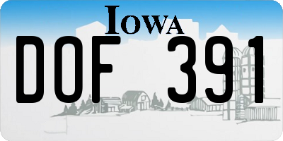 IA license plate DOF391