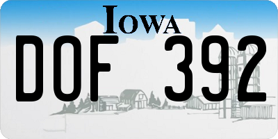 IA license plate DOF392