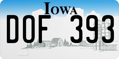 IA license plate DOF393