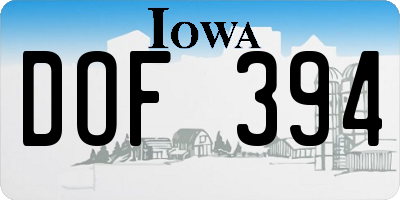 IA license plate DOF394