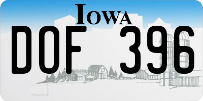 IA license plate DOF396