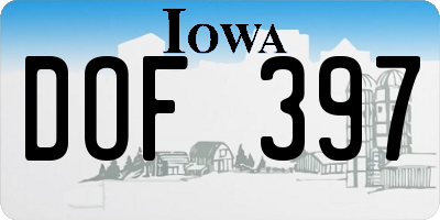 IA license plate DOF397