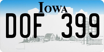 IA license plate DOF399