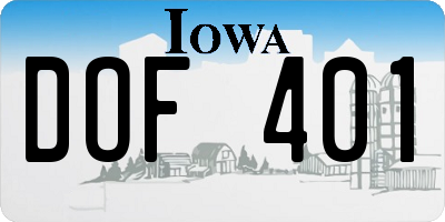IA license plate DOF401