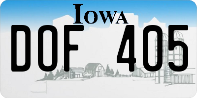IA license plate DOF405