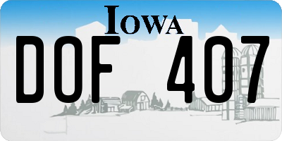 IA license plate DOF407