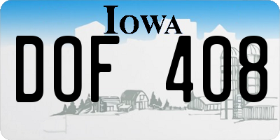 IA license plate DOF408