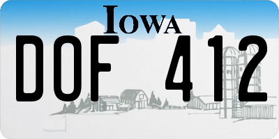 IA license plate DOF412