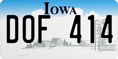 IA license plate DOF414