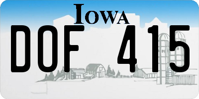IA license plate DOF415