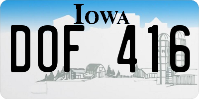 IA license plate DOF416