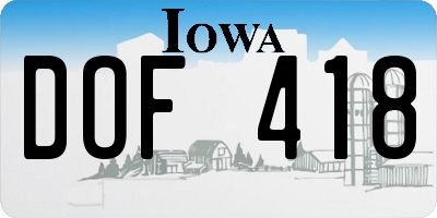 IA license plate DOF418