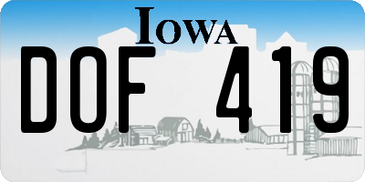 IA license plate DOF419