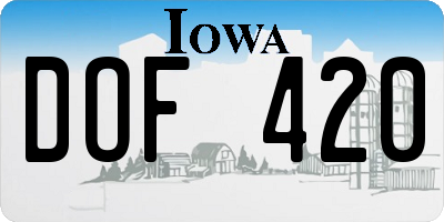 IA license plate DOF420
