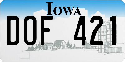 IA license plate DOF421