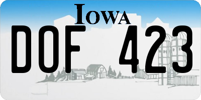 IA license plate DOF423