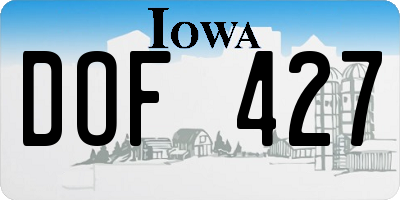 IA license plate DOF427