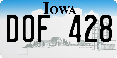 IA license plate DOF428