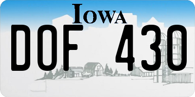 IA license plate DOF430