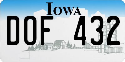 IA license plate DOF432