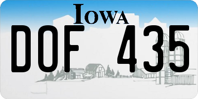 IA license plate DOF435