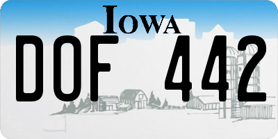 IA license plate DOF442