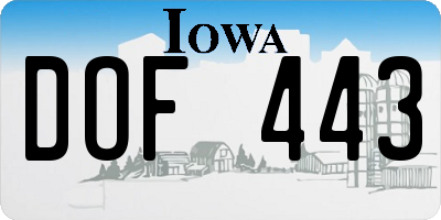 IA license plate DOF443
