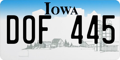 IA license plate DOF445