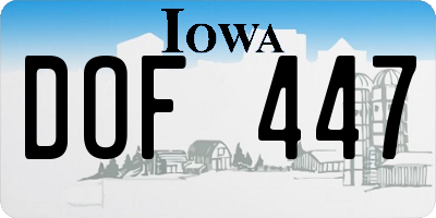 IA license plate DOF447