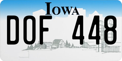 IA license plate DOF448